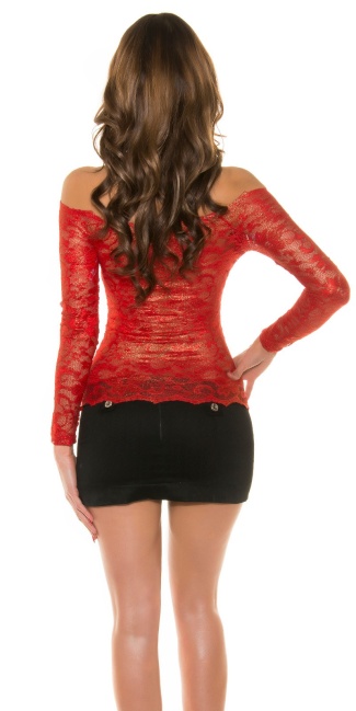 shirt with lace Red